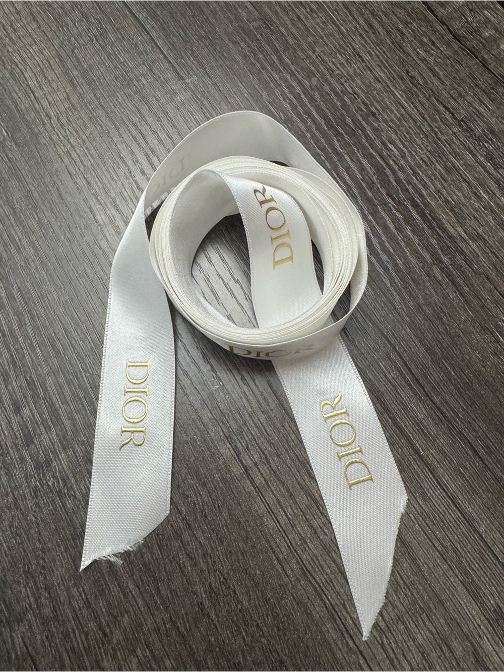 Dior Gold-Logo White Satin Ribbon